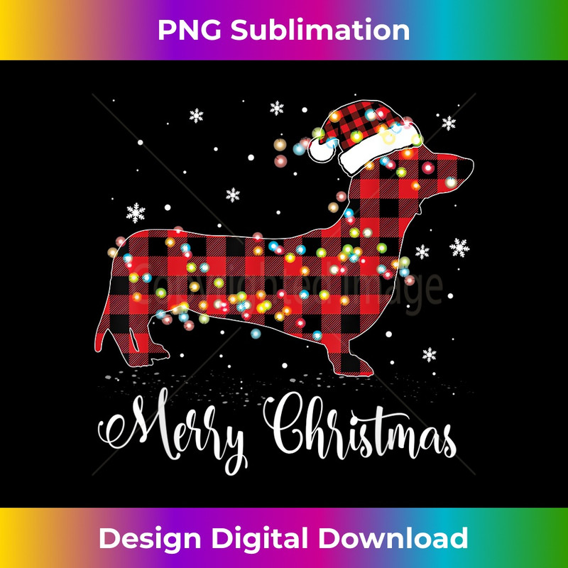 BB-20231219-12442_Red Plaid Buffalo Dachshund Merry Christmas Pajamas Gifts 0802.jpg