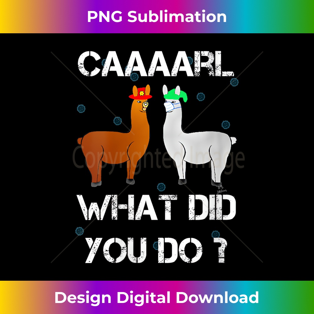 DT-20231219-16275_Womens funny llama with hats lama with hat carl what did you do V-Neck 1507.jpg