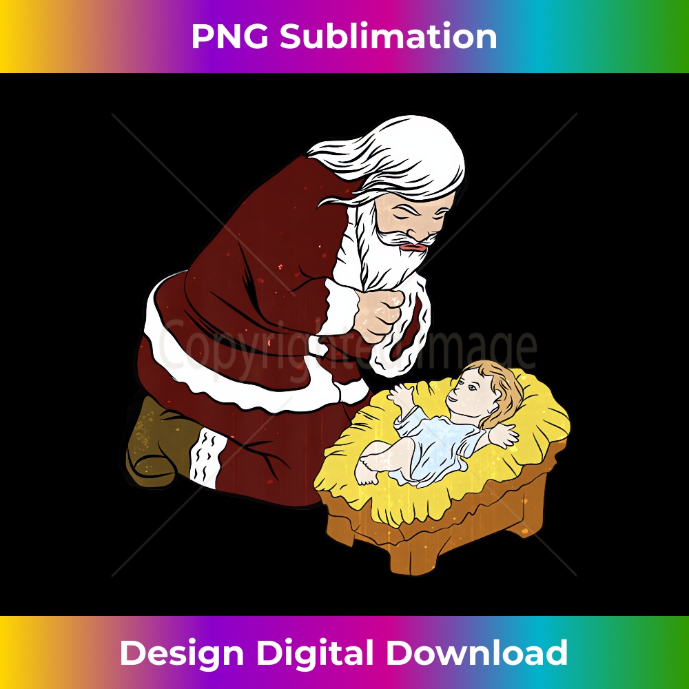 FL-20231219-10669_Merry Christmas Kneeling Santa Claus With Baby Jesus Xmas Long Sleeve.jpg