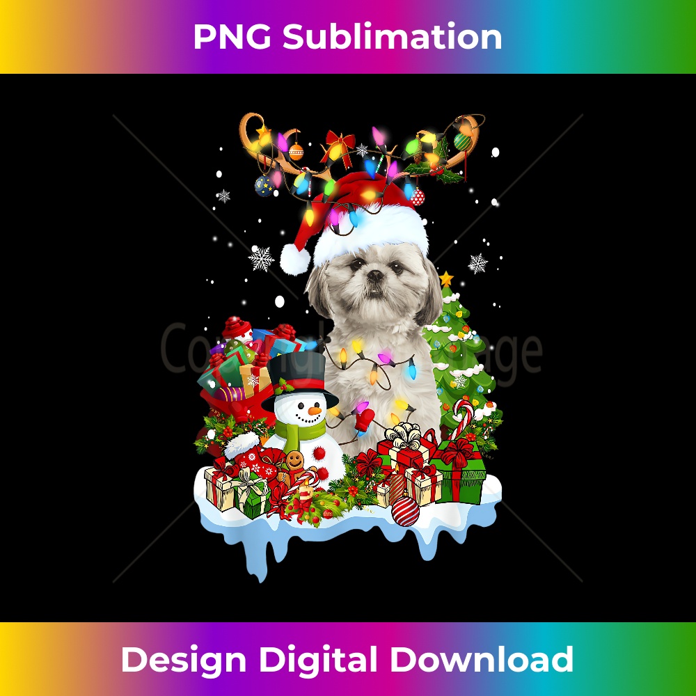 GE-20231219-13178_Shih Tzu Christmas Tee Reindeer Christmas Lights Pajama 0905.jpg