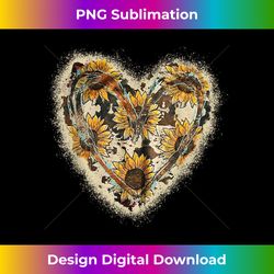 vintage bleached cow print heart sunflower western women - classic sublimation png file - channel your creative rebel