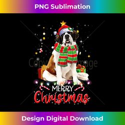 Merry Christmas Saint Bernard Santa Hat Tree Lights Pj Xmas - Eco-Friendly Sublimation PNG Download - Infuse Everyday with a Celebratory Spirit