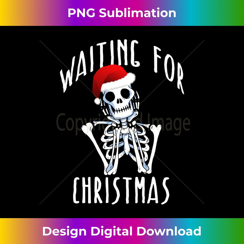 LB-20231219-15698_WAITING FOR CHRISTMAS Skeleton Funny Santa Hat Xmas Meme Long Sleeve 3885.jpg