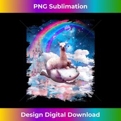 space llama riding axolotl - rainbow - artisanal sublimation png file - ideal for imaginative endeavors