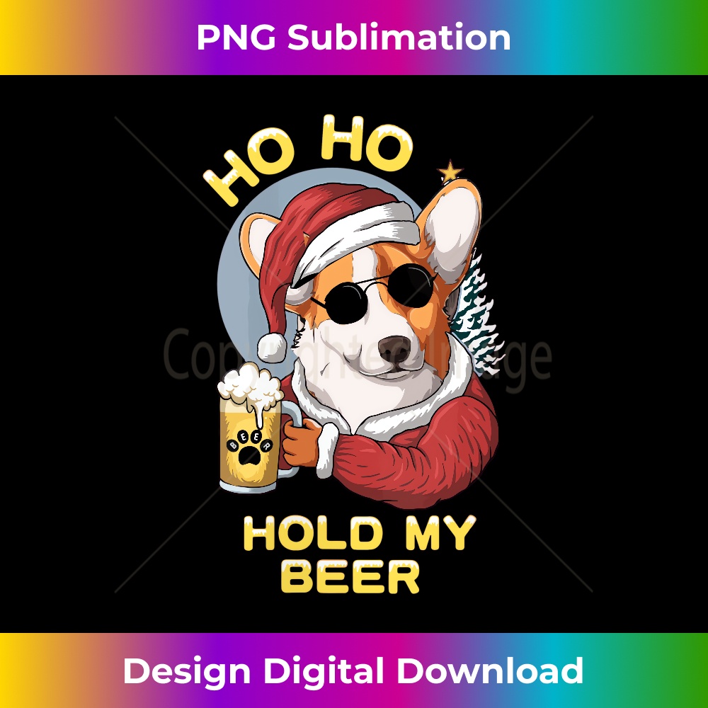 RP-20231219-6585_Ho Ho Hold My Beer Funny Santa Corgi Dog Lover Christmas Long Sleeve 0476.jpg