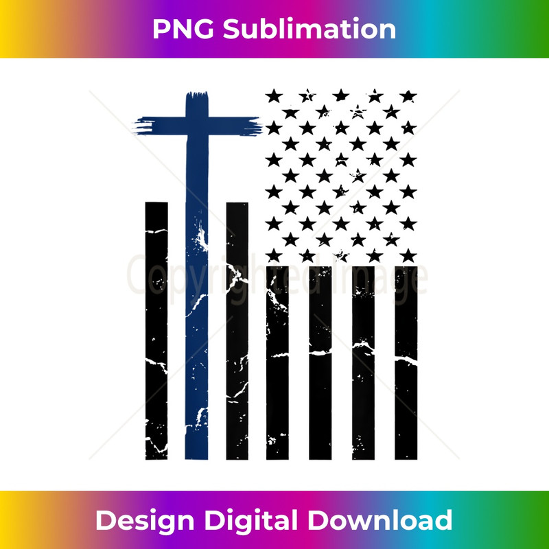 TB-20231219-1863_Christian Police Religious Cross Back The Blue American Flag Tank Top.jpg