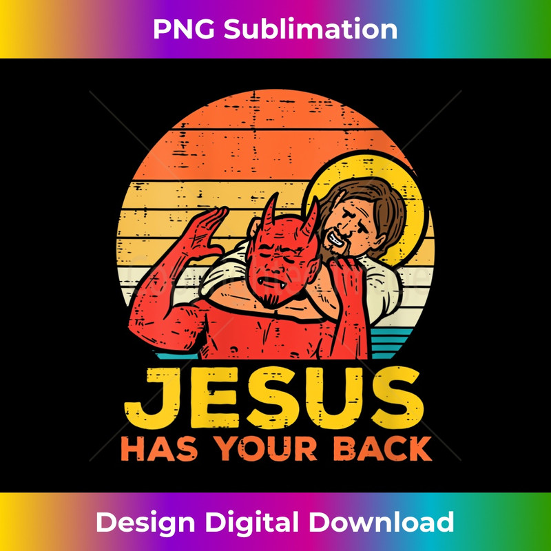 TN-20231219-16456_Womens Jesus Has Your Back Jiu Jitsu Retro Christian Men Women Kids V-Neck 1.jpg
