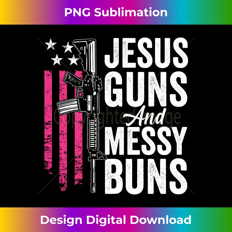 TR-20231219-8296_Jesus Guns And Messy Buns - Womens Pink USA Flag (ON BACK) Long Sleeve.jpg
