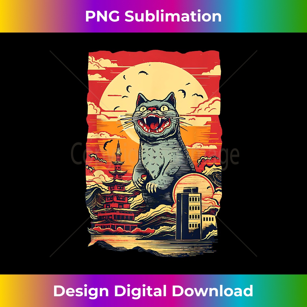 VF-20231219-15463_Vintage Funny Cute, Catzilla Cat Art Japanese Sunset 0794.jpg