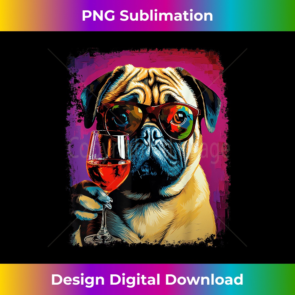 XB-20231219-13441_Sloth Face Colorful Animal Pop Art Pug Dog Drinking Wine 3078.jpg