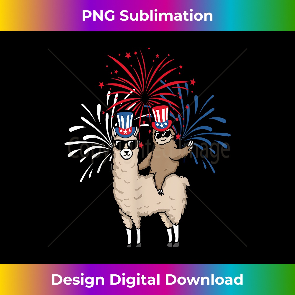 AO-20231219-13696_Sloth Riding Llama 4th Of July American Flag Hat Fireworks 3328.jpg