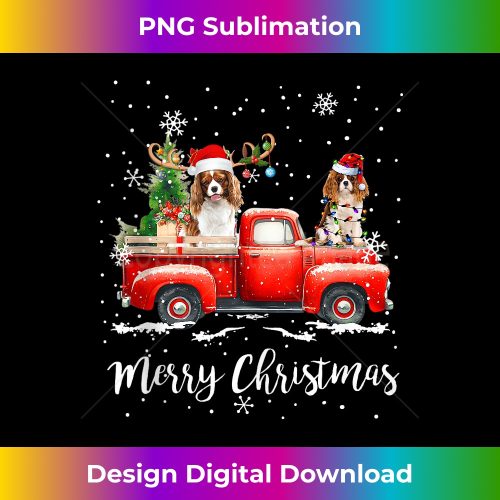 GW-20231219-1440_Cavalier King Charles Spaniel Dog Riding Red Truck Christmas Tank Top.jpg