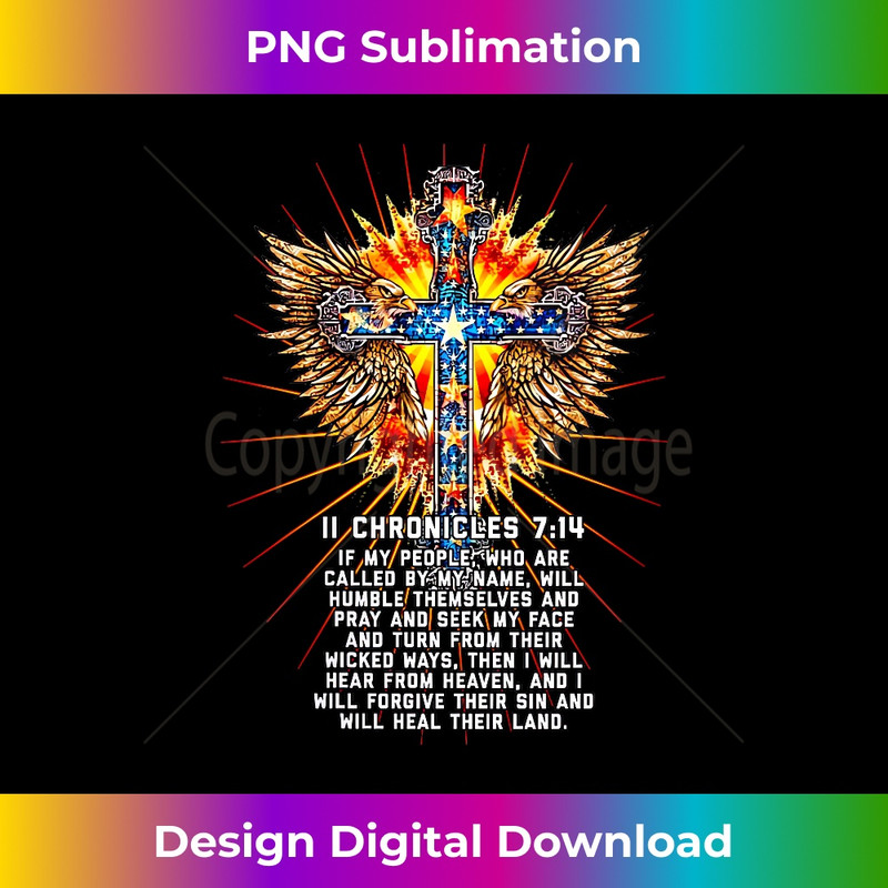 JG-20231219-7949_Jesus 2 Chronicles 714 Cross USA Flag American Bible Verse V-Neck.jpg