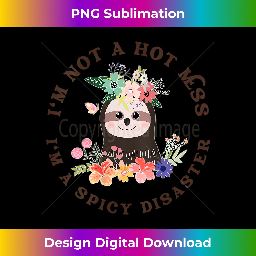 MK-20231219-16294_Womens Funny Sloth Yoga Quote Not a Hot Mess Spicy Disaster Meme Tank Top 3972.jpg