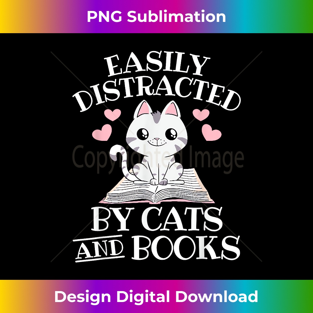 QA-20231219-3457_Easily Distracted By Cats And Books Funny Cat Book Lover 0295.jpg