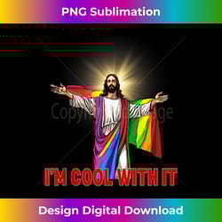 gay jesus cool with it lgbtq lesbian pride tank - sophisticated png sublimation file - striking & memorable impressions