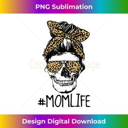 mom life mama life messy bun dead tired mama leopard skull tank top - minimalist sublimation digital file - crafted for sublimation excellence