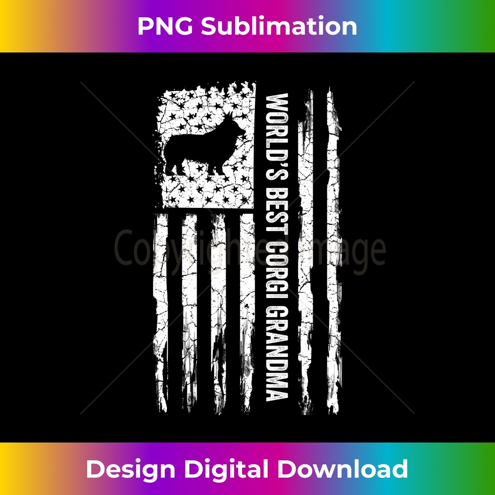 QS-20231219-15374_Vintage American Flag World's Best Corgi Grandma Silhouette Long Sleeve 1028.jpg