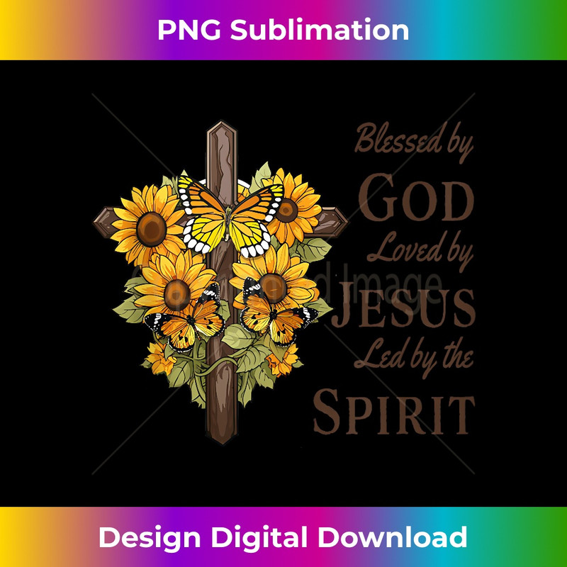 TH-20231219-1008_Blessed by God Loved by Jesus Sunflower Cross Tank Top.jpg