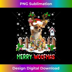 santa reindeer chihuahua dog christmas lights long sleeve - contemporary png sublimation design - challenge creative boundaries