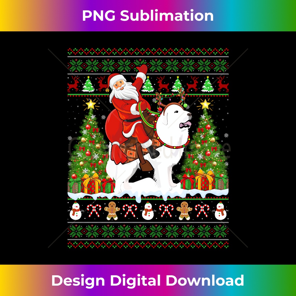 UZ-20231219-15227_Ugly Xmas Sweater Santa Riding Great Pyrenees Dog Christmas Long Sleeve 1010.jpg