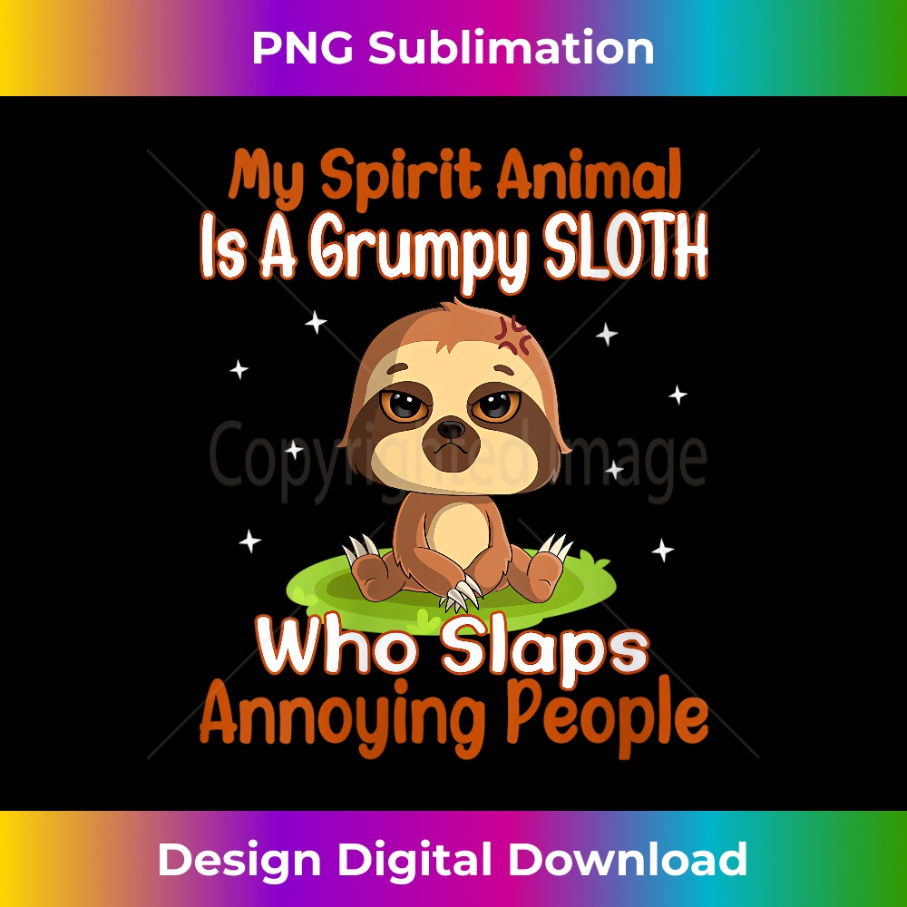 WA-20231219-16586_Womens My Spirit Animal Is Grumpy SLOTH Who Slaps Annoying People V-Neck 4021.jpg