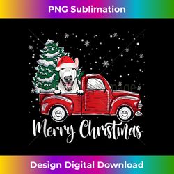 bull terrier dog riding red truck merry christmas pajama tank t - edgy sublimation digital file - striking & memorable impressions