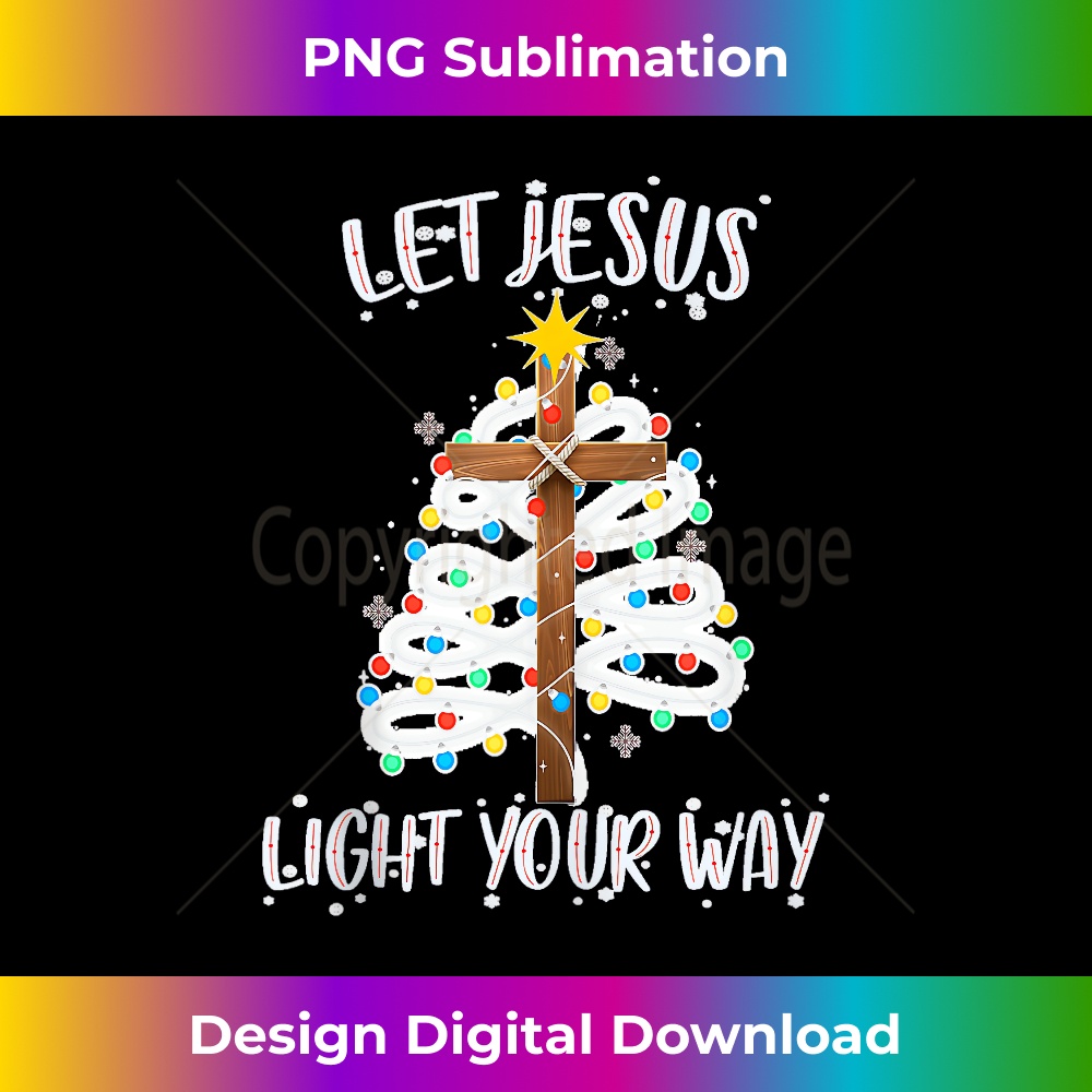XB-20231219-9881_Let Jesus Lights Your Way Cross Christmas Lights Christian Tank Top 1.jpg