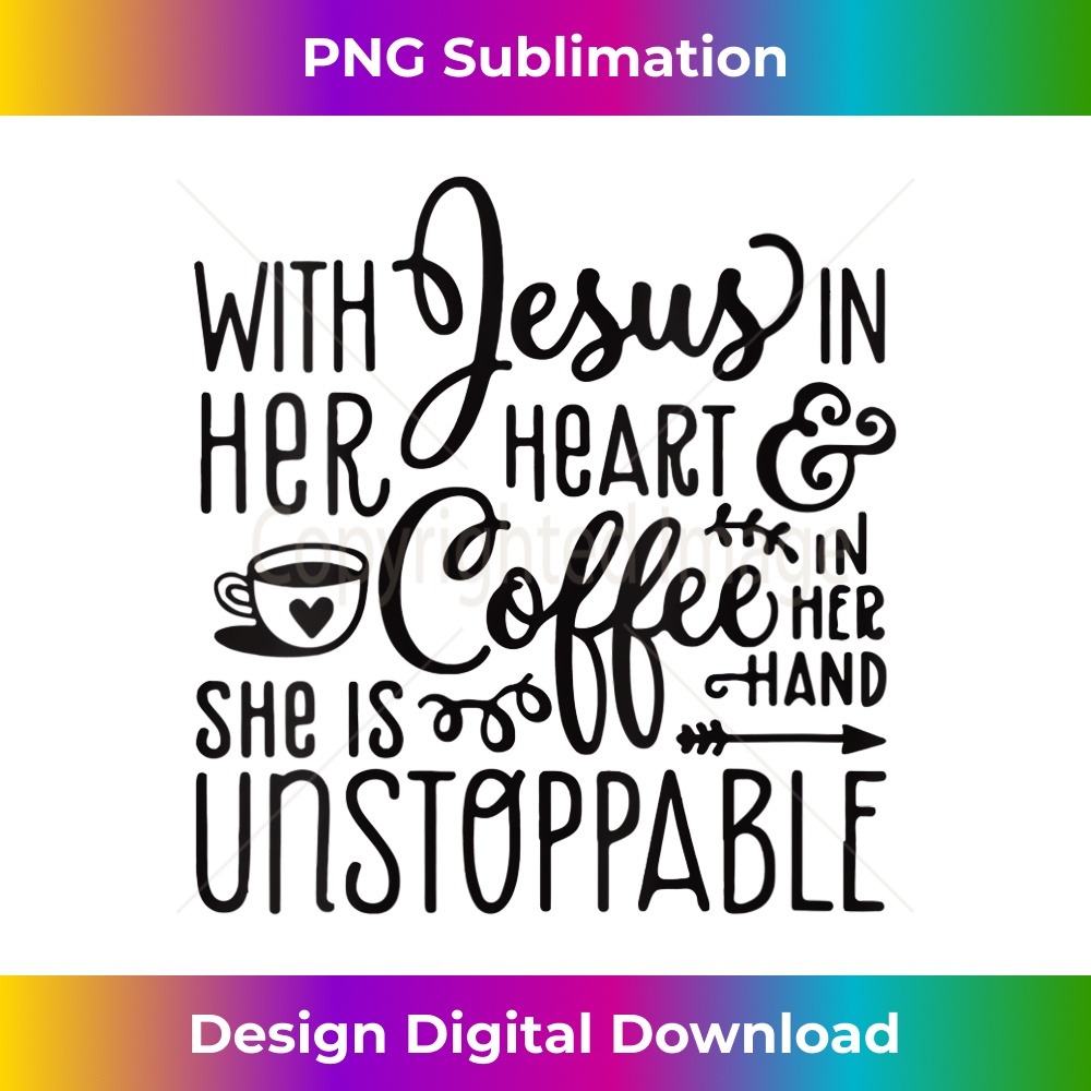 XC-20231219-16809_Womens With Jesus In Her Heart & Coffee In Her Hand - Unstoppable V-Neck 1.jpg