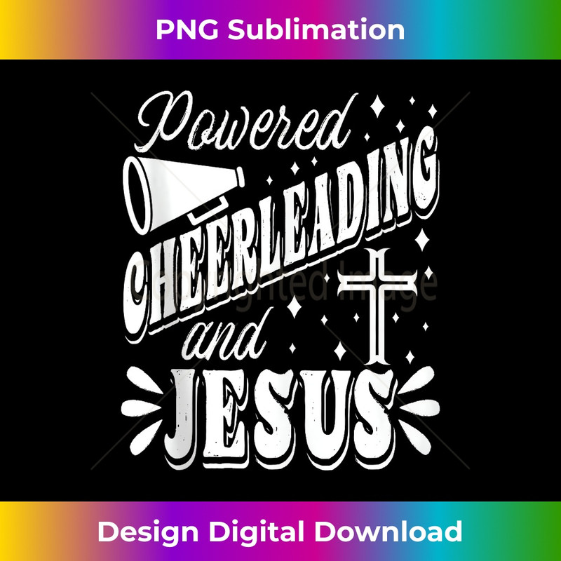XD-20231219-12040_Powered By Cheerleading And Jesus Cheer Flyer Cheerleader Tank Top.jpg