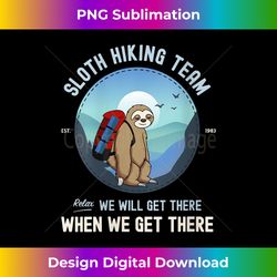 womens sloth hiking , sloth hiking team v-neck - minimalist sublimation digital file - chic, bold, and uncompromising