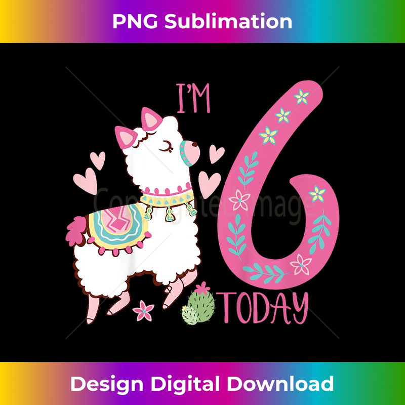 ZQ-20231219-9650_Kids I Am 6 Years Old 6th Birthday Girl Alpaca Llama 0710.jpg