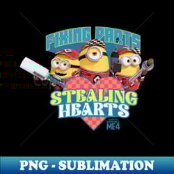 minions despicable me 4 fixing parts stealing hearts - png transparent digital download file for sublimation