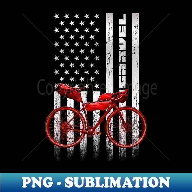 Gravel Bike American Flag - Gravel Independence Day - Signature Sublimation PNG File