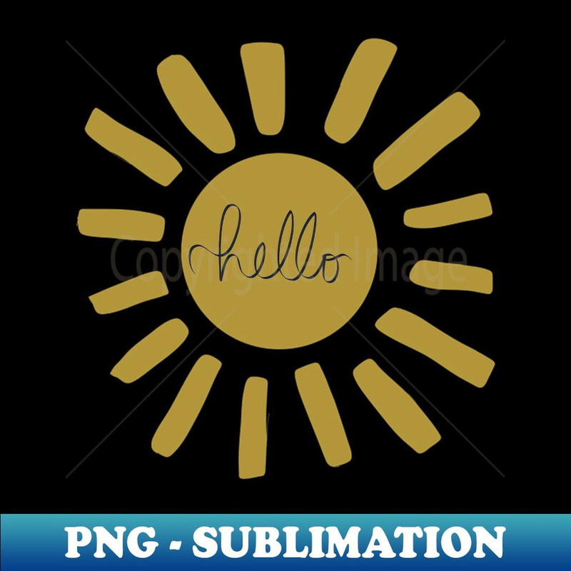Cursive Hello Yellow Sun - PNG Transparent Digital Download File for Sublimation