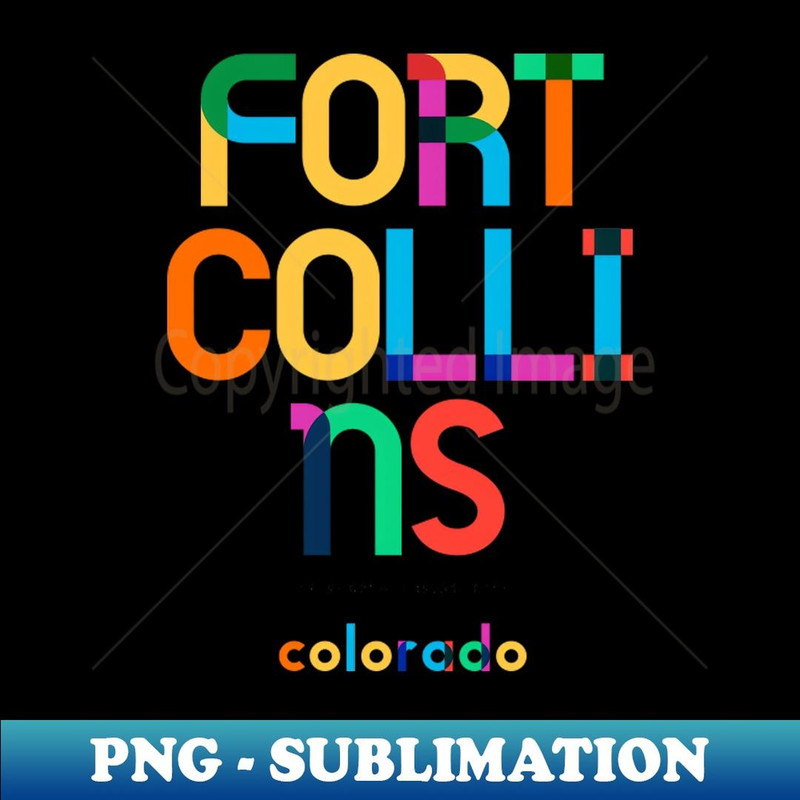 Fort Collins Colorado Mid Century, Pop Art, - High-Resolution PNG Sublimation File