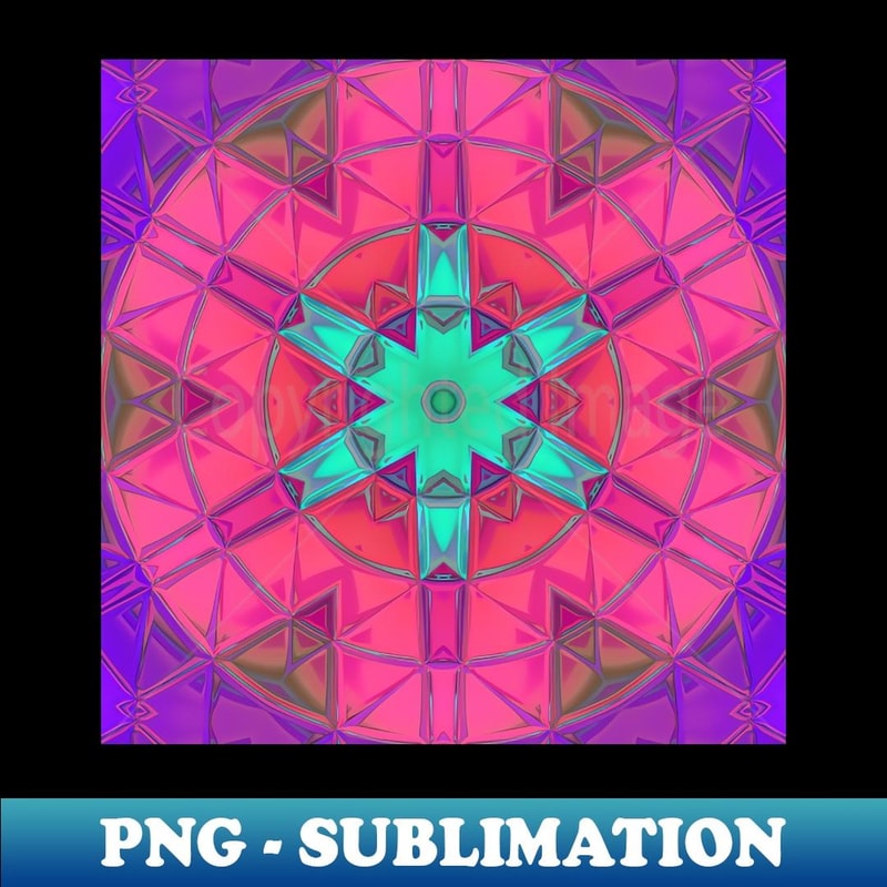 Mosaic Kaleidoscope Flower Blue Pink and Purple - Professional Sublimation Digital Download