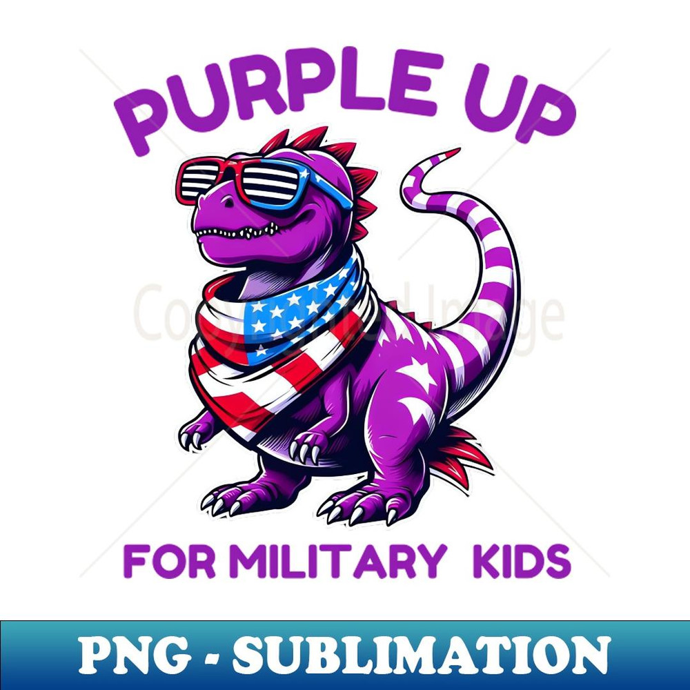Purple Up For Military Kids Month Of Military Child T-Rex - Modern Sublimation PNG File