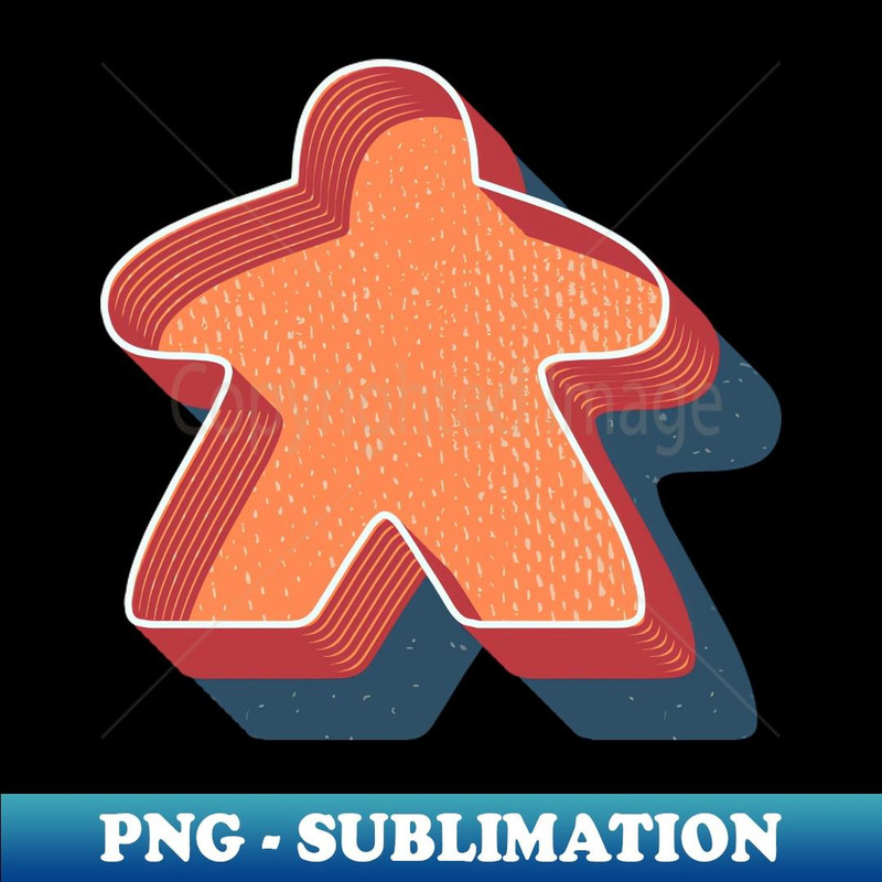 Retro Board Game Meeple - Modern Sublimation PNG File