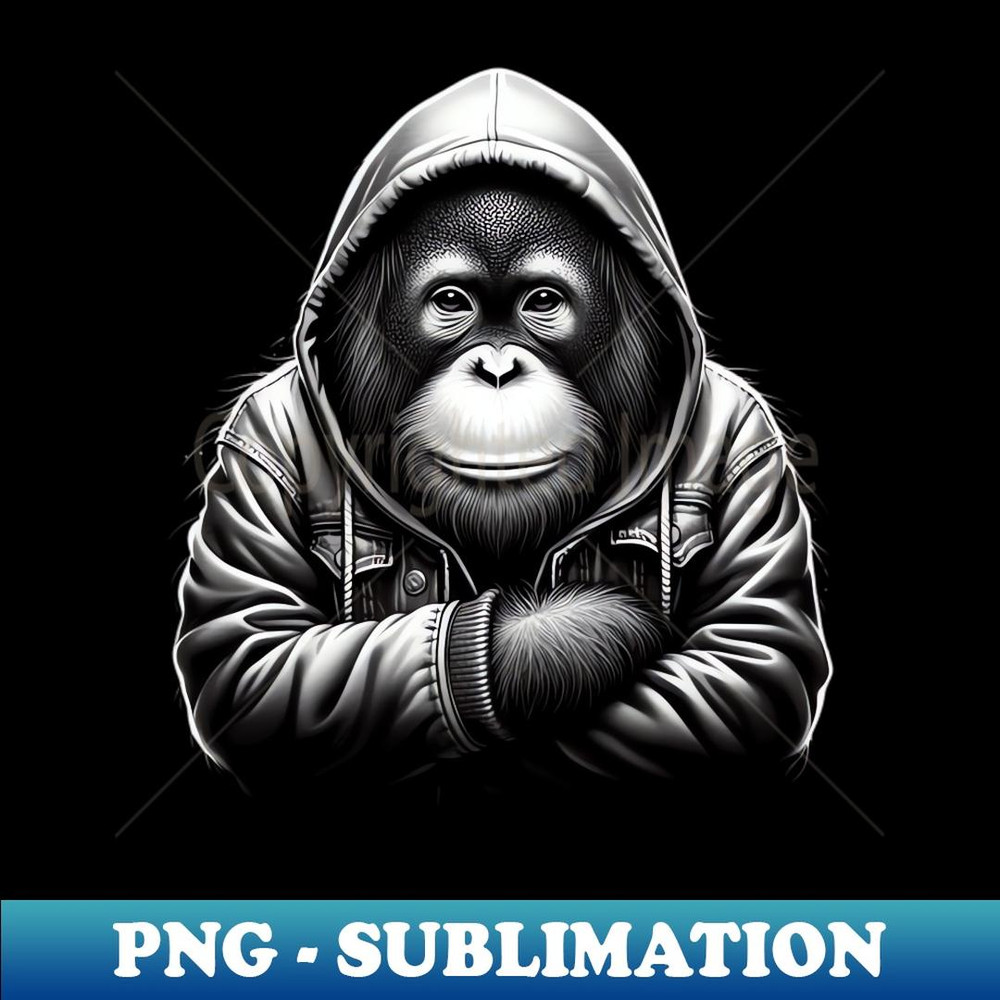 an orangutan wearing a hoodie - Elegant Sublimation PNG Download