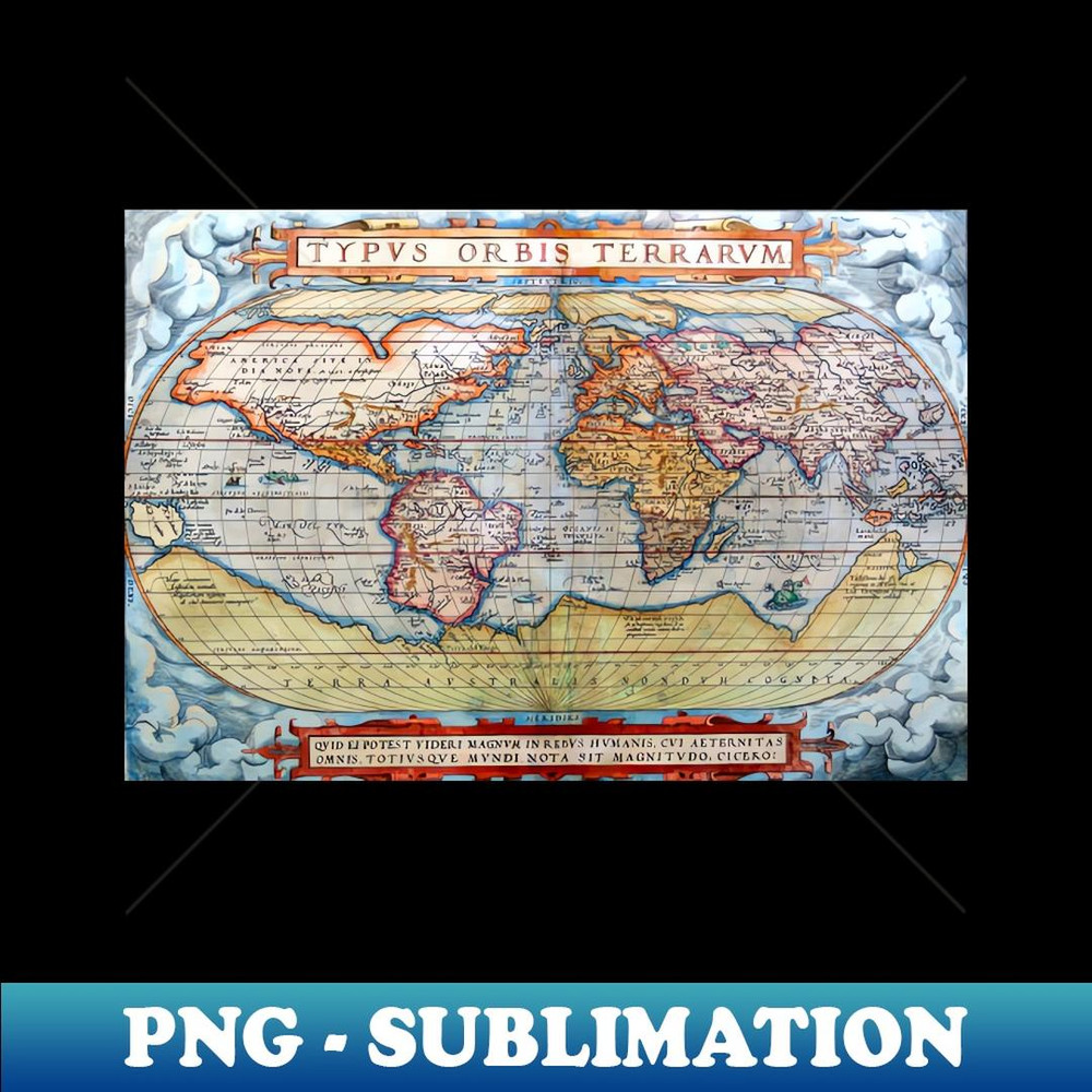 Ancient Map Of The World - Modern Sublimation PNG File
