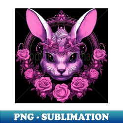 pink rabbit with roses - decorative sublimation png file