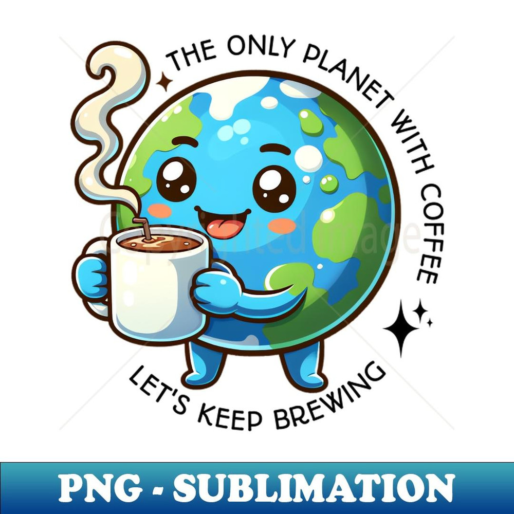 Earth Day - The only Planet with Coffee, Let's Keep Brewing - Vintage Sublimation PNG Download