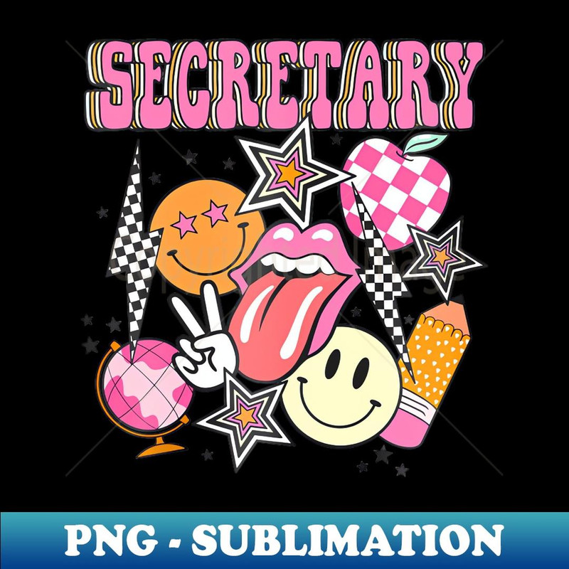 Groovy School Secretary Back To School Admin Assistant - Exclusive PNG Sublimation Download