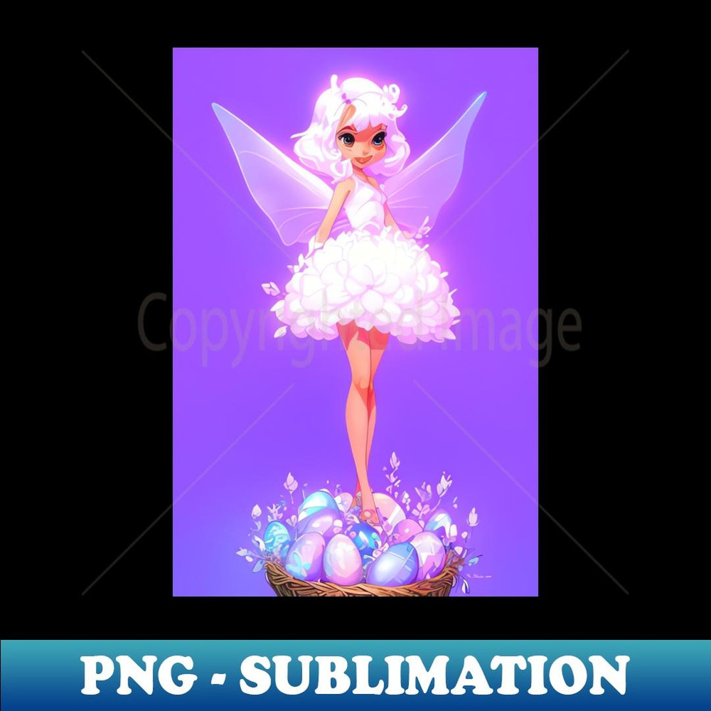 Cute fairy standing on easter egg - Decorative Sublimation PNG File