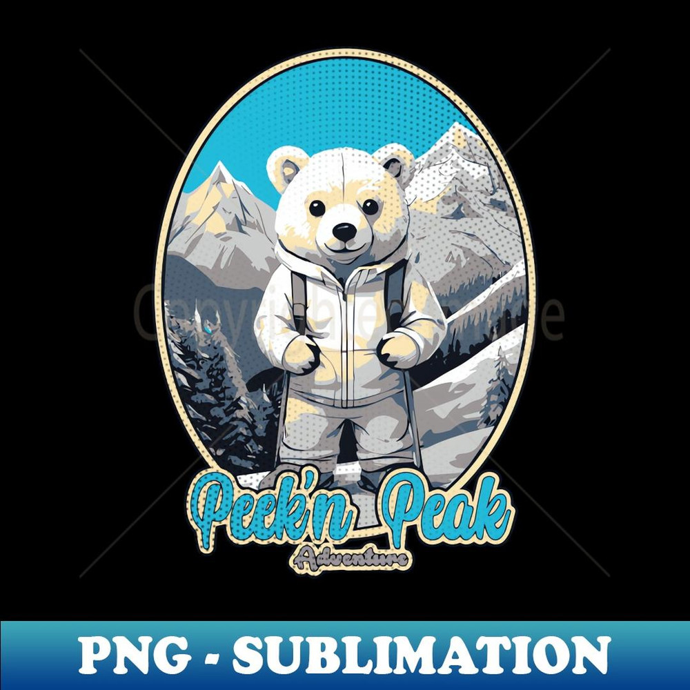 Bear Ski Peek'n Peak Adventure - Elegant Sublimation PNG Download