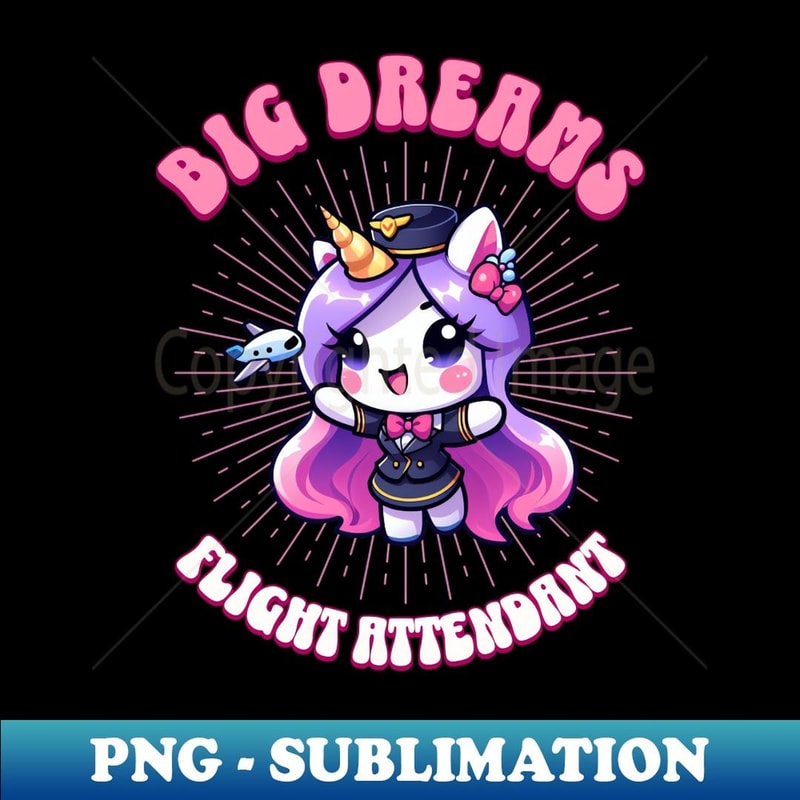 Big Dreams Flight Attendant Unicorn Dream Big! - Stylish Sublimation Digital Download