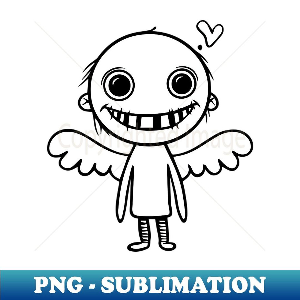Cheerful Angel Line Art - Modern Sublimation PNG File