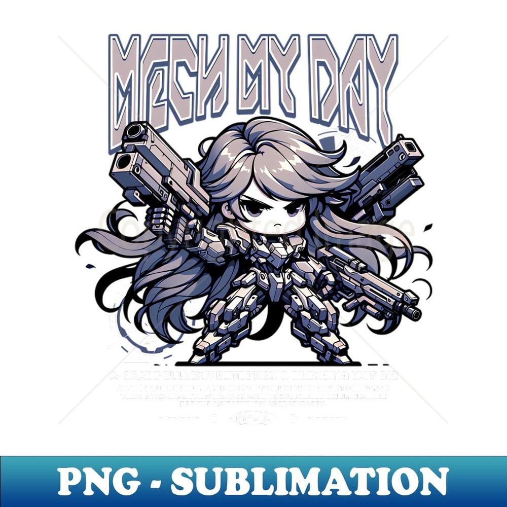 Chibi Mecha Girl - Mech My Day - High-Resolution PNG Sublimation File