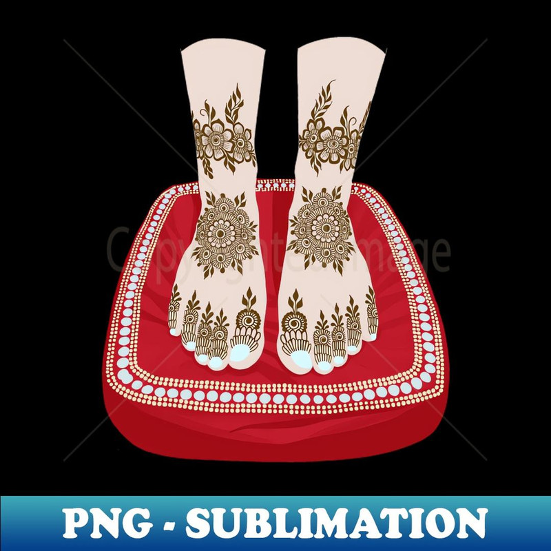 Henna feet on a red pillow - Premium Sublimation Digital Download